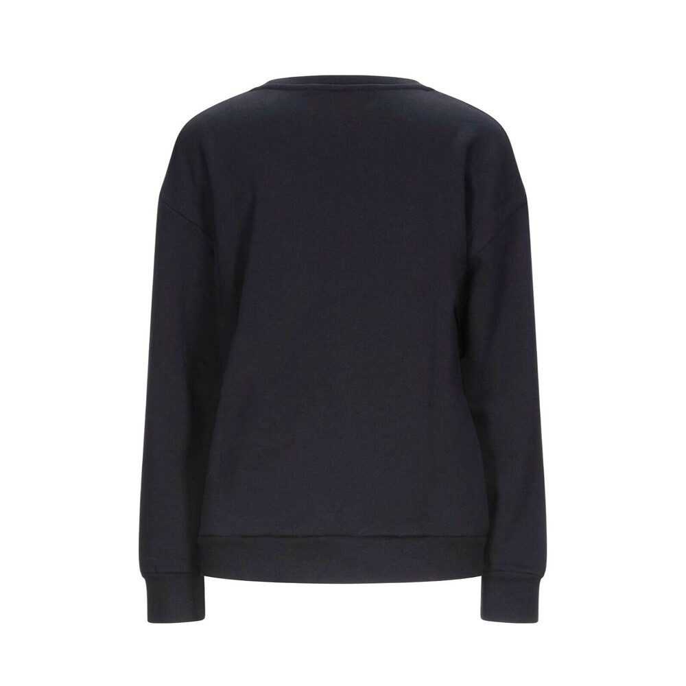TRUSSARDI JEANS Women's Cotton Sweater Black Embellished Logo Sweatshirt SZ L - Picture 2 of 16